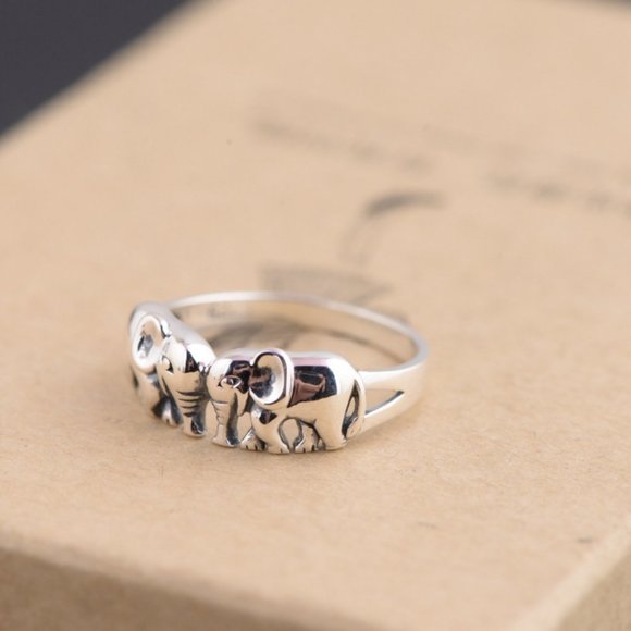 Sterling Silver Rings Fine Of Auspicious Elephant Jewelry Rings Good Luck Ring - Picture 2 of 6